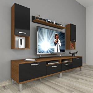 Eko 5220da Slm Krom Ayaklı Tv Ünitesi Tv Sehpası Ceviz-Siyah