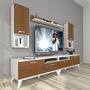 Eko 5220da Slm Retro Tv Ünitesi Tv Sehpası Beyaz - Ceviz