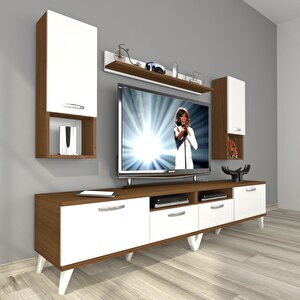 Eko 5220da Slm Retro Tv Ünitesi Tv Sehpası Ceviz Beyaz