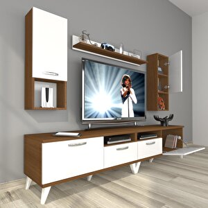 Eko 5220da Slm Retro Tv Ünitesi Tv Sehpası Ceviz Beyaz
