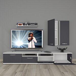 Eko 5220d Mdf Tv Ünitesi Tv Sehpası Beyaz - Antrasit