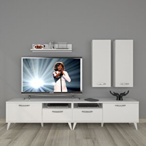 Eko 5220d Mdf Retro Tv Ünitesi Tv Sehpası Parlak Beyaz