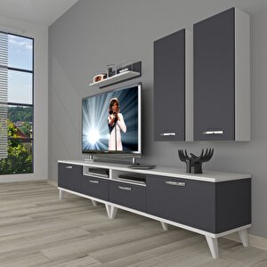 Eko 5220d Mdf Retro Tv Ünitesi Tv Sehpası Beyaz - Antrasit