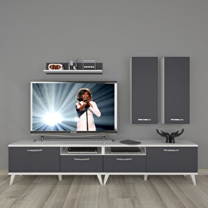 Eko 5220d Mdf Retro Tv Ünitesi Tv Sehpası Beyaz - Antrasit