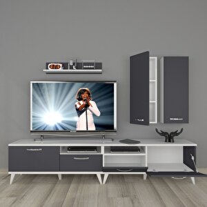 Eko 5220d Mdf Retro Tv Ünitesi Tv Sehpası Beyaz - Antrasit