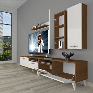 Eko 5220d Mdf Retro Tv Ünitesi Tv Sehpası Ceviz Beyaz