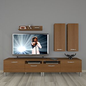 Eko 5220d Slm Krom Ayaklı Tv Ünitesi Tv Sehpası Naturel Ceviz