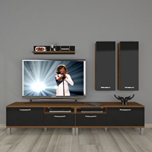 Eko 5220d Slm Krom Ayaklı Tv Ünitesi Tv Sehpası Ceviz-Siyah