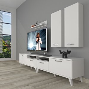 Eko 5220d Slm Retro Tv Ünitesi Tv Sehpası Parlak Beyaz