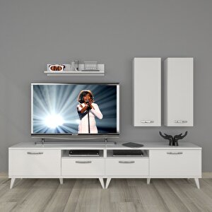 Eko 5220d Slm Retro Tv Ünitesi Tv Sehpası Parlak Beyaz