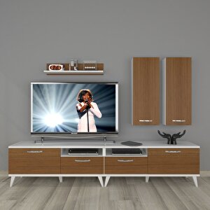 Eko 5220d Slm Retro Tv Ünitesi Tv Sehpası Beyaz - Ceviz