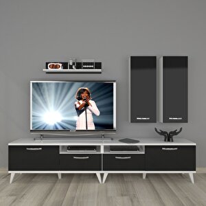 Eko 5220d Slm Retro Tv Ünitesi Tv Sehpası Beyaz - Siyah