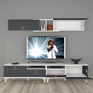 Eko 5220 Mdf Gold Tv Ünitesi Tv Sehpası Beyaz - Antrasit