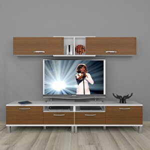 Eko 5220 Mdf Krom Ayaklı Tv Ünitesi Tv Sehpası Beyaz - Ceviz