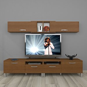Eko 5220 Mdf Krom Ayaklı Tv Ünitesi Tv Sehpası Naturel Ceviz