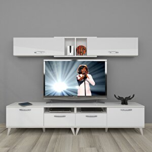 Eko 5220 Mdf Retro Tv Ünitesi Tv Sehpası Parlak Beyaz