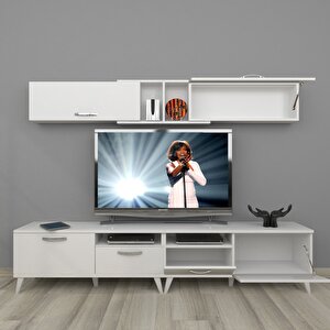 Eko 5220 Mdf Retro Tv Ünitesi Tv Sehpası Parlak Beyaz