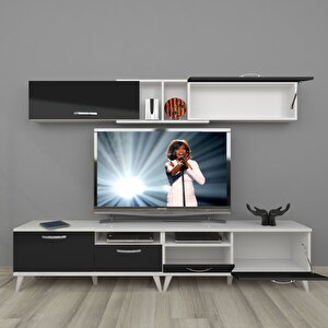 Eko 5220 Mdf Retro Tv Ünitesi Tv Sehpası Beyaz - Siyah