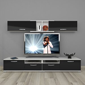 Eko 5220 Slm Krom Ayaklı Tv Ünitesi Tv Sehpası Beyaz - Siyah
