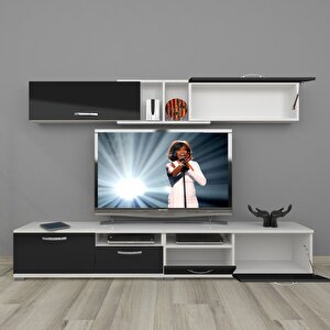 Eko 5220 Slm Krom Ayaklı Tv Ünitesi Tv Sehpası Beyaz - Siyah