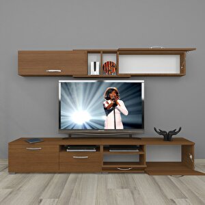 Eko 5220 Slm Krom Ayaklı Tv Ünitesi Tv Sehpası Naturel Ceviz