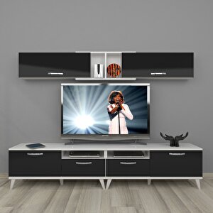 Eko 5220 Slm Retro Tv Ünitesi Tv Sehpası Beyaz - Siyah