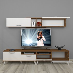 Eko 5220 Slm Retro Tv Ünitesi Tv Sehpası Ceviz Beyaz