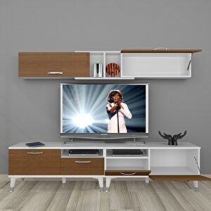 Eko 5220 Slm Silver Tv Ünitesi Tv Sehpası Beyaz - Ceviz