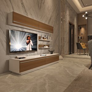 Eko 5b Mdf Std Tv Ünitesi Tv Sehpası Beyaz - Ceviz