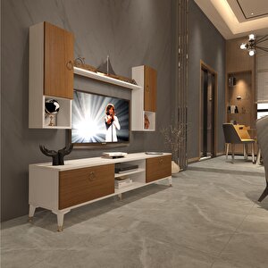 Eko 5da Mdf Dvd Gold Tv Ünitesi Tv Sehpası Beyaz - Ceviz