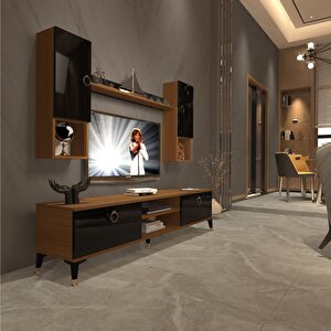 Eko 5da Mdf Dvd Gold Tv Ünitesi Tv Sehpası Ceviz-Siyah