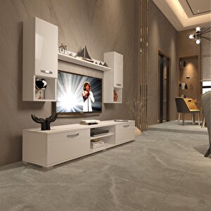 Eko 5da Mdf Dvd Tv Ünitesi Tv Sehpası Parlak Beyaz