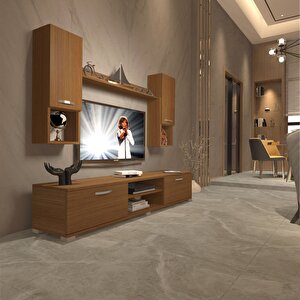 Eko 5da Mdf Dvd Tv Ünitesi Tv Sehpası Naturel Ceviz