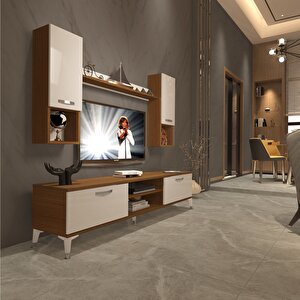 Eko 5da Mdf Dvd Silver Tv Ünitesi Tv Sehpası Ceviz Beyaz