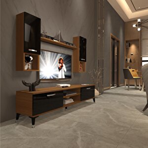 Eko 5da Mdf Dvd Silver Tv Ünitesi Tv Sehpası Ceviz-Siyah
