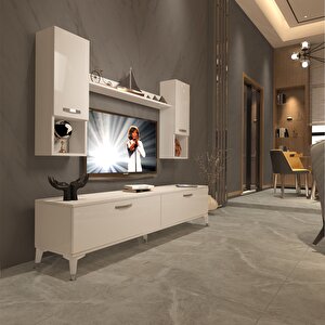Eko 5da Mdf Std Silver Tv Ünitesi Tv Sehpası Parlak Beyaz