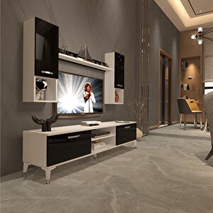 Eko 5da Slm Dvd Silver Tv Ünitesi Tv Sehpası Beyaz - Siyah
