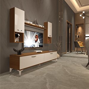 Eko 5da Slm Std Silver Tv Ünitesi Tv Sehpası Ceviz Beyaz