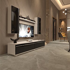 Eko 5d Mdf Std Tv Ünitesi Tv Sehpası Beyaz - Siyah