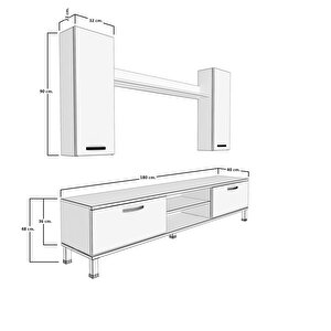 Eko 5d Mdf Dvd Krom Ayaklı Tv Ünitesi Tv Sehpası Ceviz-Siyah