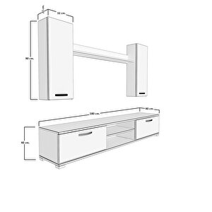Eko 5d Mdf Dvd Tv Ünitesi Tv Sehpası Beyaz - Siyah