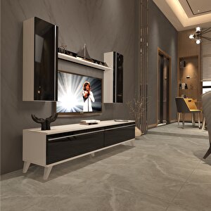 Eko 5d Mdf Std Retro Tv Ünitesi Tv Sehpası Beyaz - Siyah
