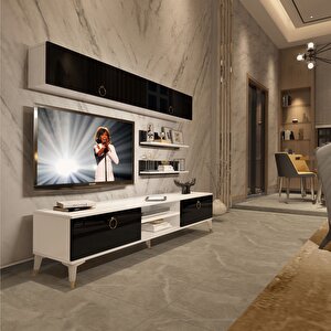 Eko 5 Mdf Dvd Gold Tv Ünitesi Tv Sehpası Beyaz - Siyah