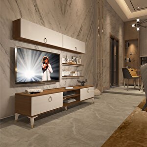 Eko 5 Mdf Dvd Gold Tv Ünitesi Tv Sehpası Ceviz Beyaz