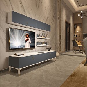 Eko 5 Mdf Std Gold Tv Ünitesi Tv Sehpası Beyaz - Antrasit