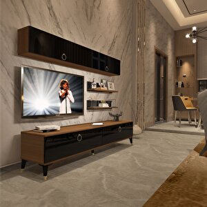 Eko 5 Mdf Std Gold Tv Ünitesi Tv Sehpası Ceviz-Siyah