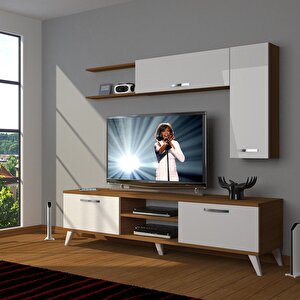 Eko 5l Slm Dvd Retro Tv Ünitesi Tv Sehpası Ceviz Beyaz