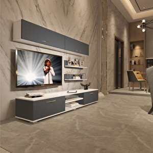 Eko 5 Mdf Dvd Tv Ünitesi Tv Sehpası Beyaz - Antrasit