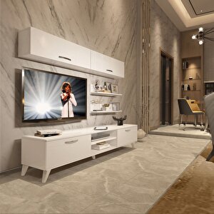 Eko 5 Mdf Dvd Retro Tv Ünitesi Tv Sehpası Parlak Beyaz