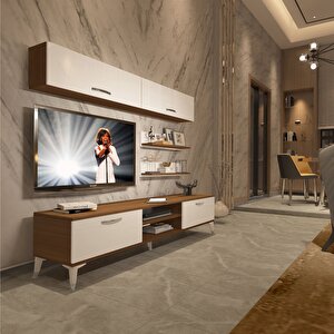 Eko 5 Mdf Dvd Silver Tv Ünitesi Tv Sehpası Ceviz Beyaz